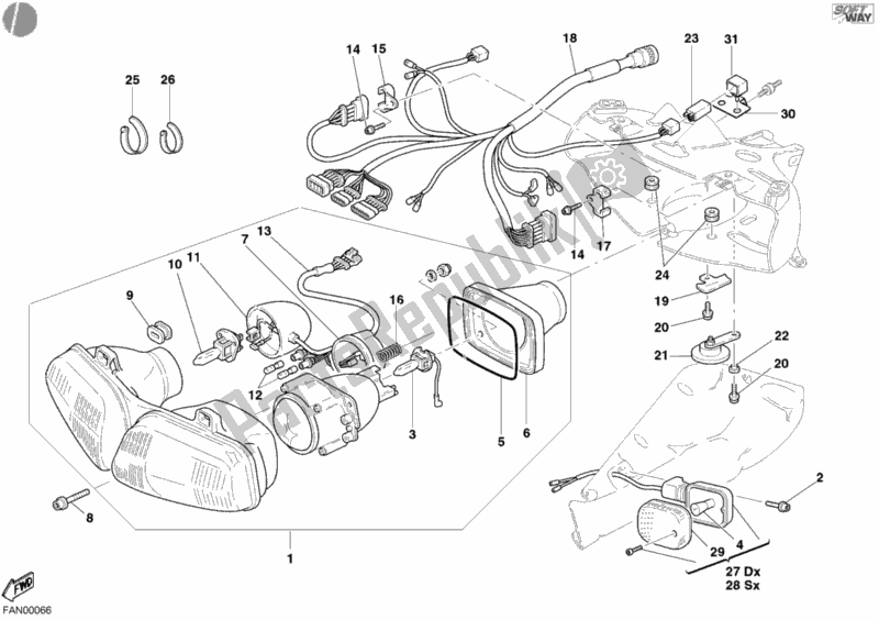 Alle onderdelen voor de Koplamp van de Ducati Superbike 998 Matrix 2004